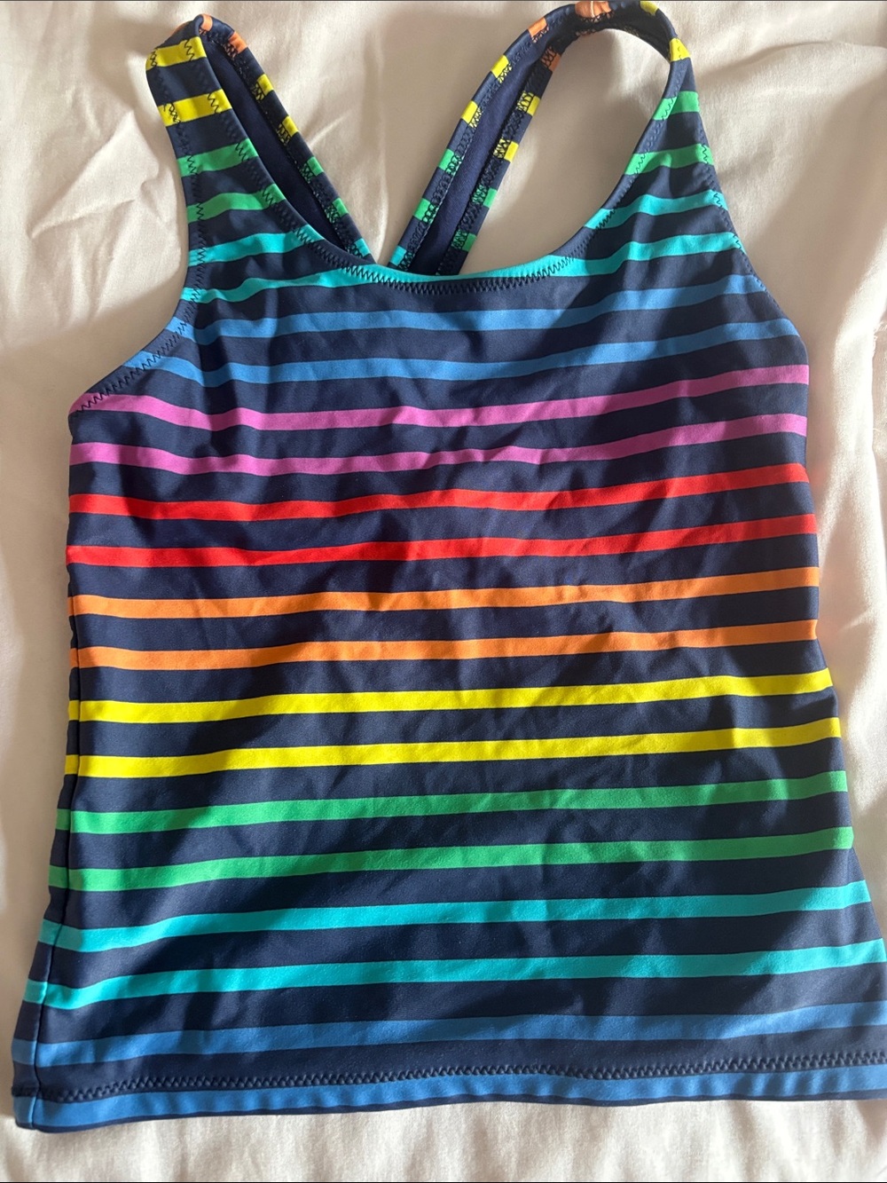 Primary Navy Girls' rainbow Strappy Swim Top